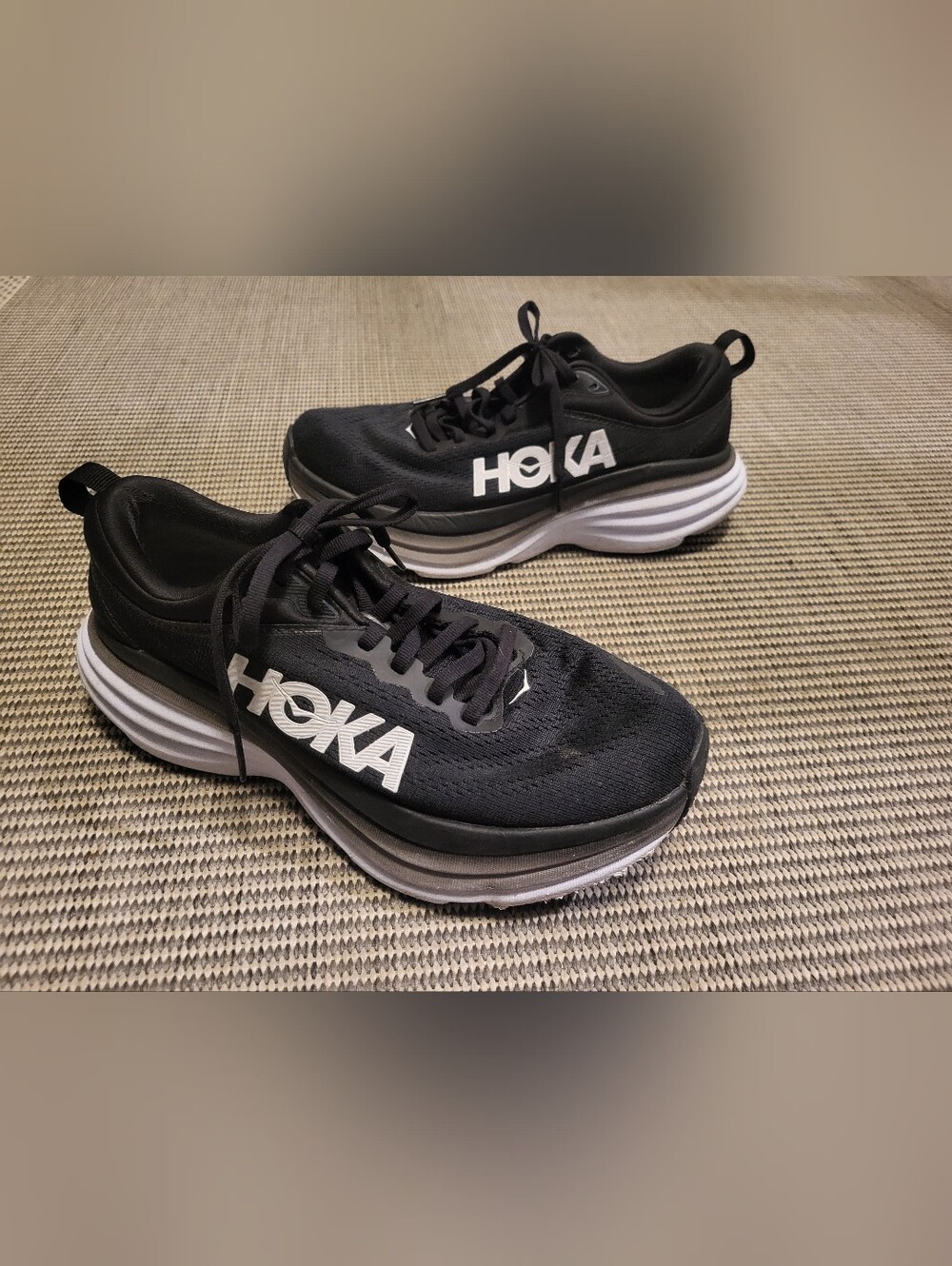 Hoka Bondi 8 Black White Max Cushion Running Shoes Womens 6.5 B